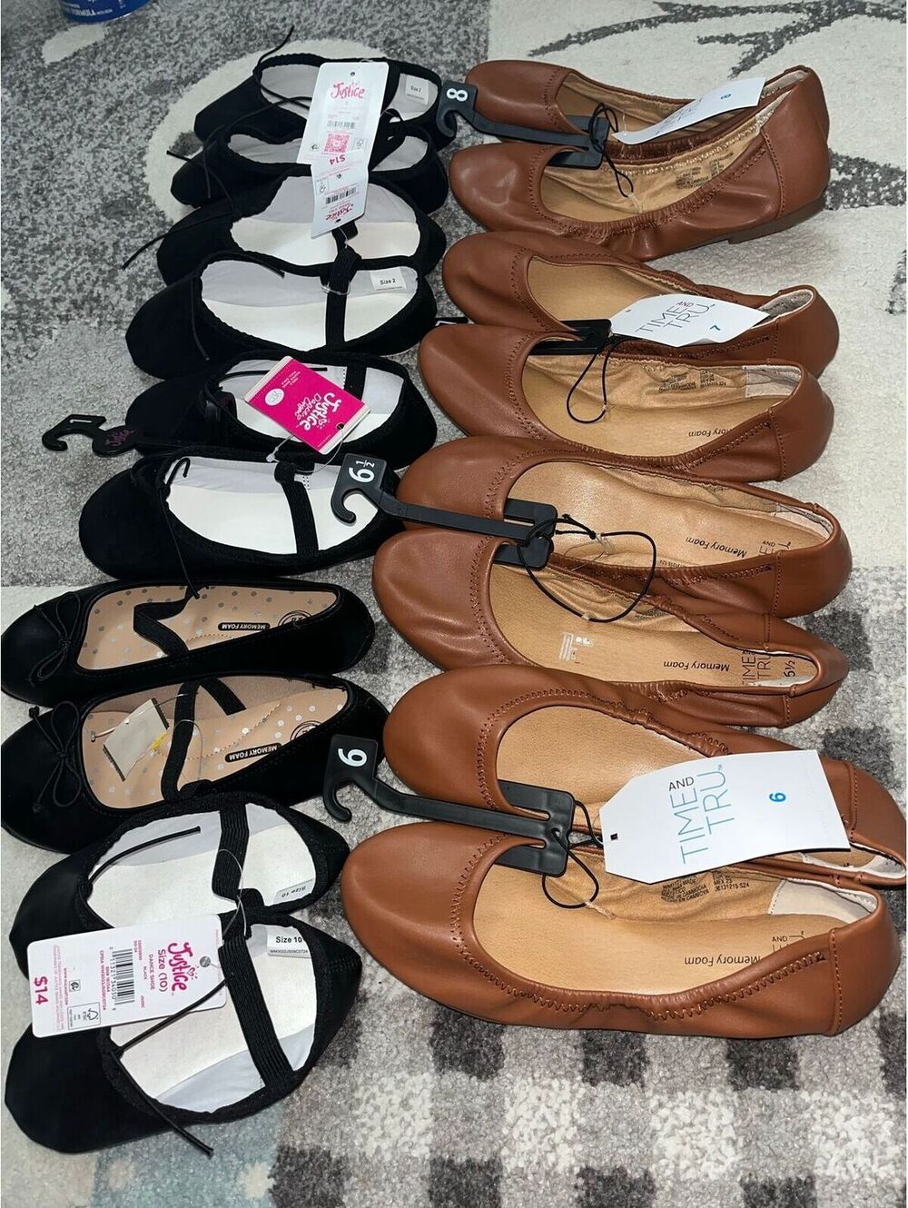 New Dance Shoes Ballet Flats Multiple Sizes Toddler 10 to Women’s 8 Black Brown